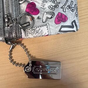 147: PreLoved Coach Poppy Wristlet with Pink and Silver Accents